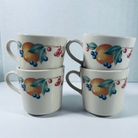 Corning Abundance (Corelle) Flat Coffee Cup Set of 4 Cornerstone, Fruits Discont - Picture 2 of 12
